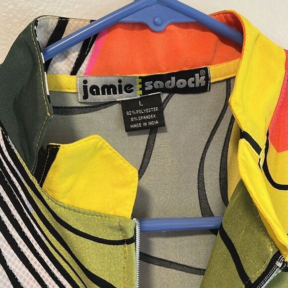 EXCELLENT CONDITION WOMEN’S LARGE JAMIE SADOCK 1/4 ZIP POLYESTER ABSTRACT TOP - Picture 3 of 7